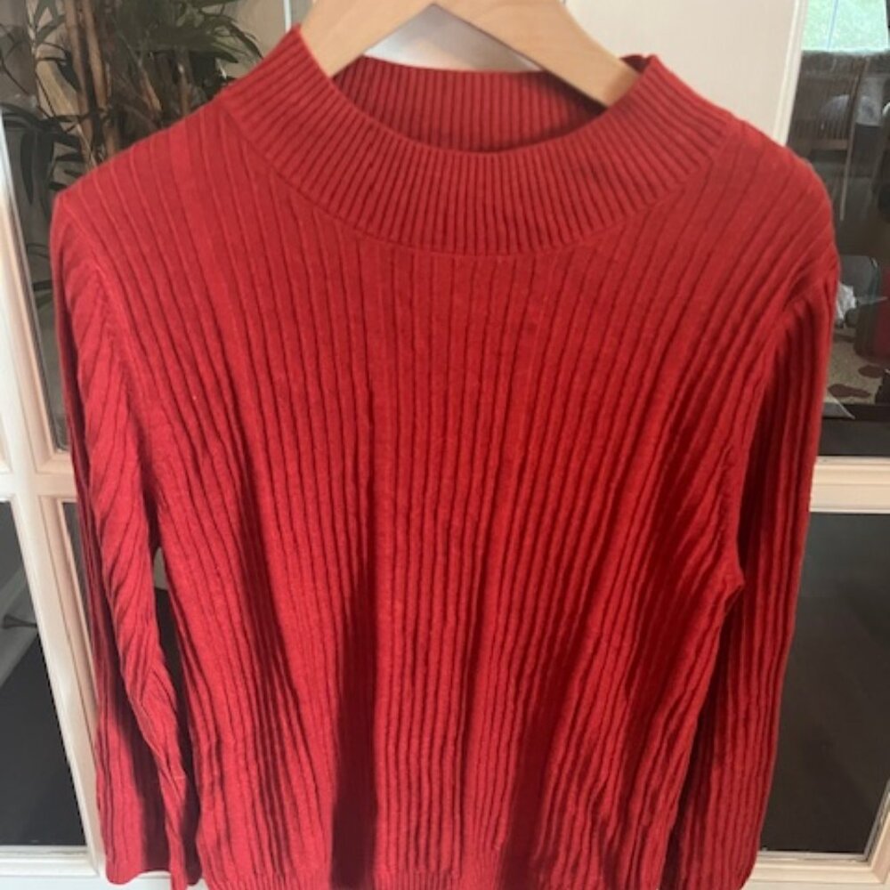 MANGO Fitted Red Knit Sweater Size S